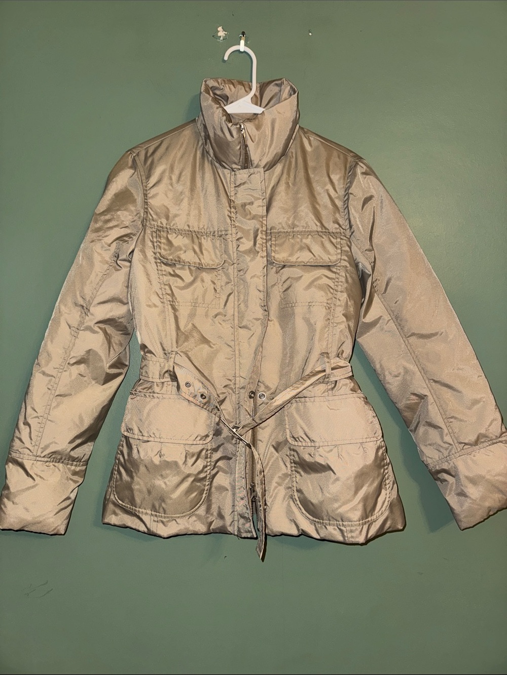 United Colors Of Benetton Beige Down-Fill Jacket Size 42 US Small/6 Belted